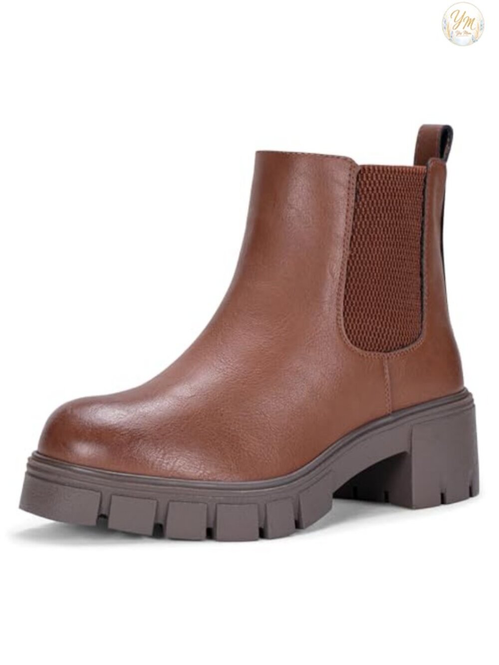 Women's Chunky Platform Chelsea Ankle Boots Slip On Faux Leather Block Heel